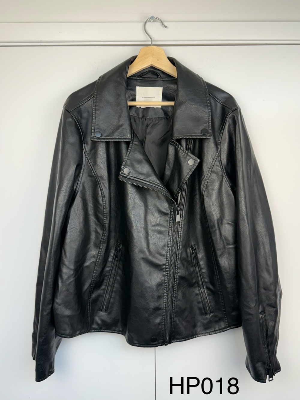 Anthropologie Saige Faux Leather Moto Jacket Black XL